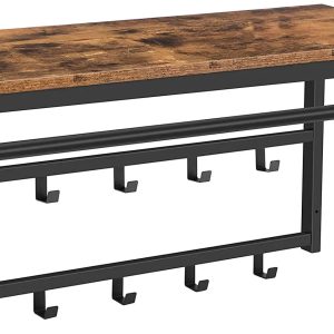 Estante de madera con perchero